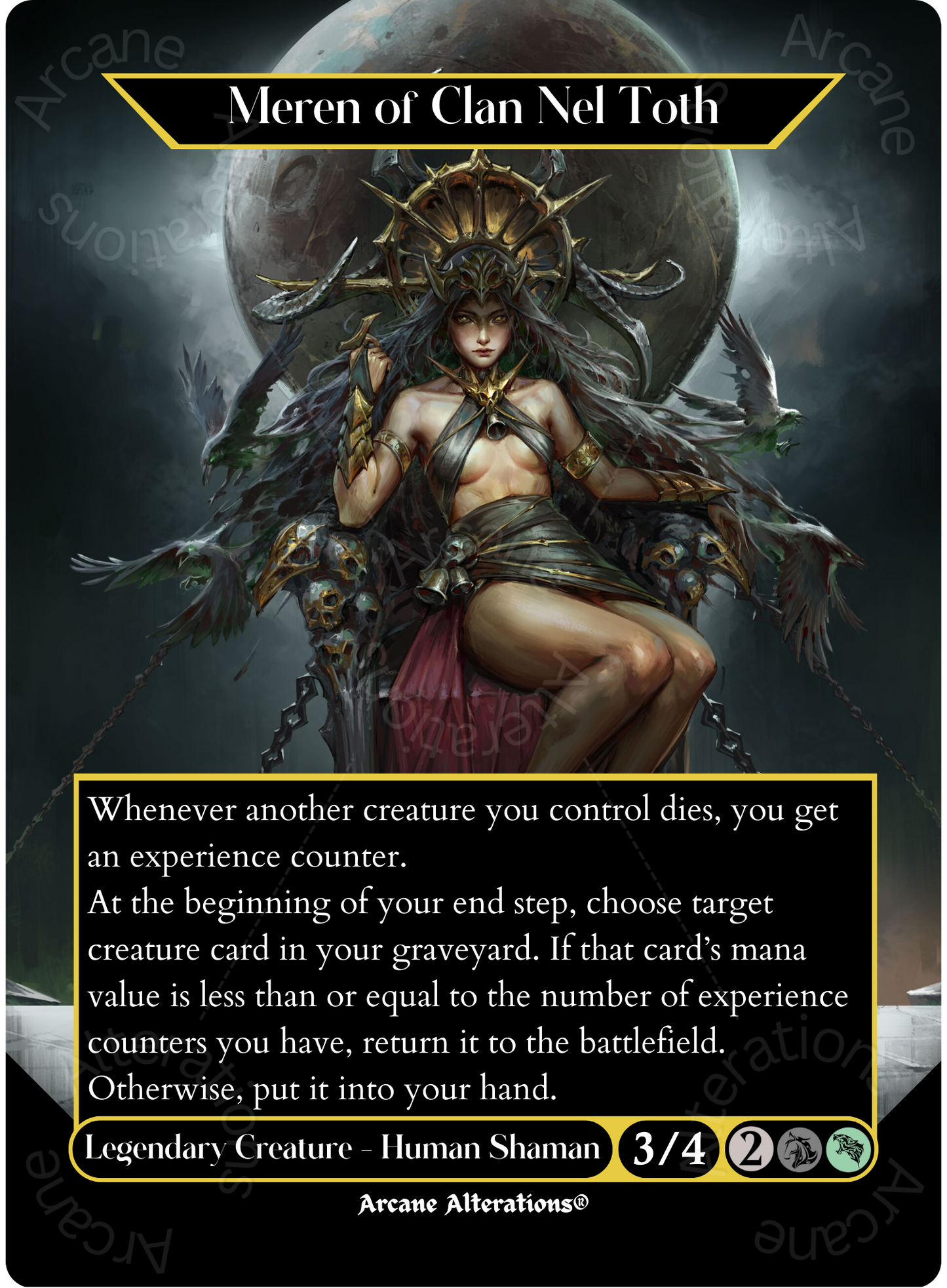 alt art mtg cards Meren of Clan Nel Toth - Full Art Altered Art Custom Proxy Cards