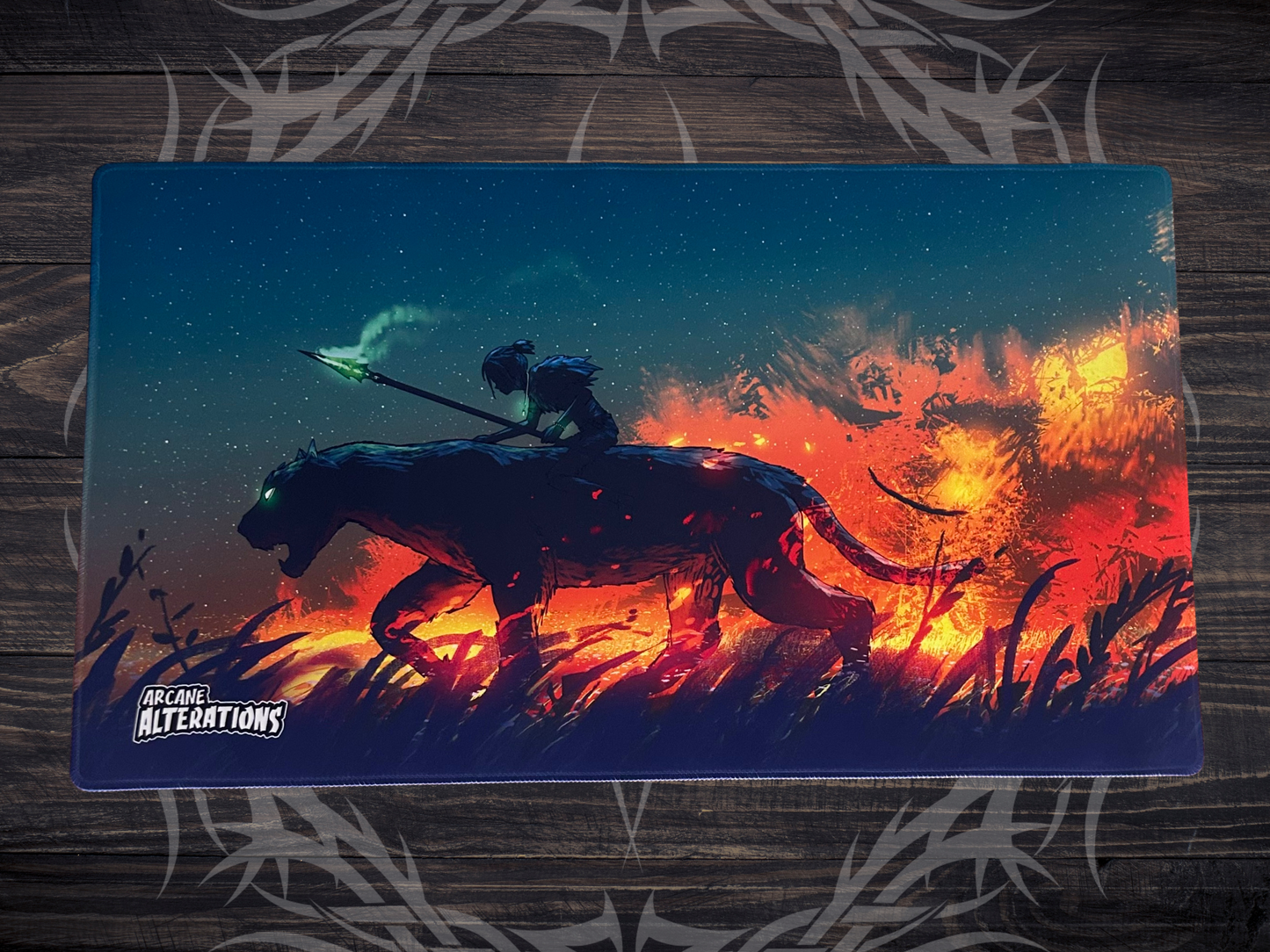 Panther Rider Warrior Stitched Edge Playmat 24"x14" (2mm)