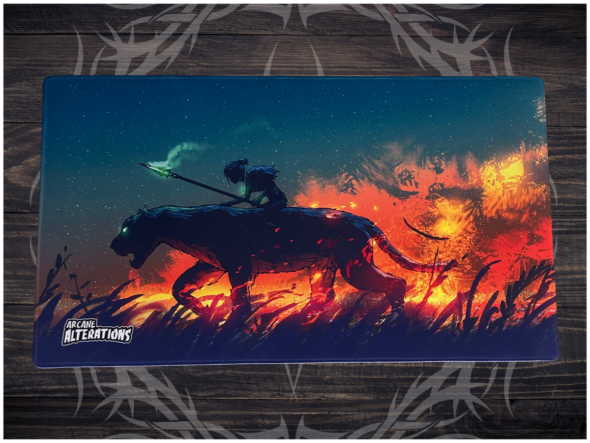 Panther Rider Warrior Stitched Edge Playmat 24"x14" (2mm)