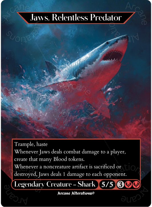 Jaws, Relentless Predator - Full Art Altered Art Custom Proxy Cards