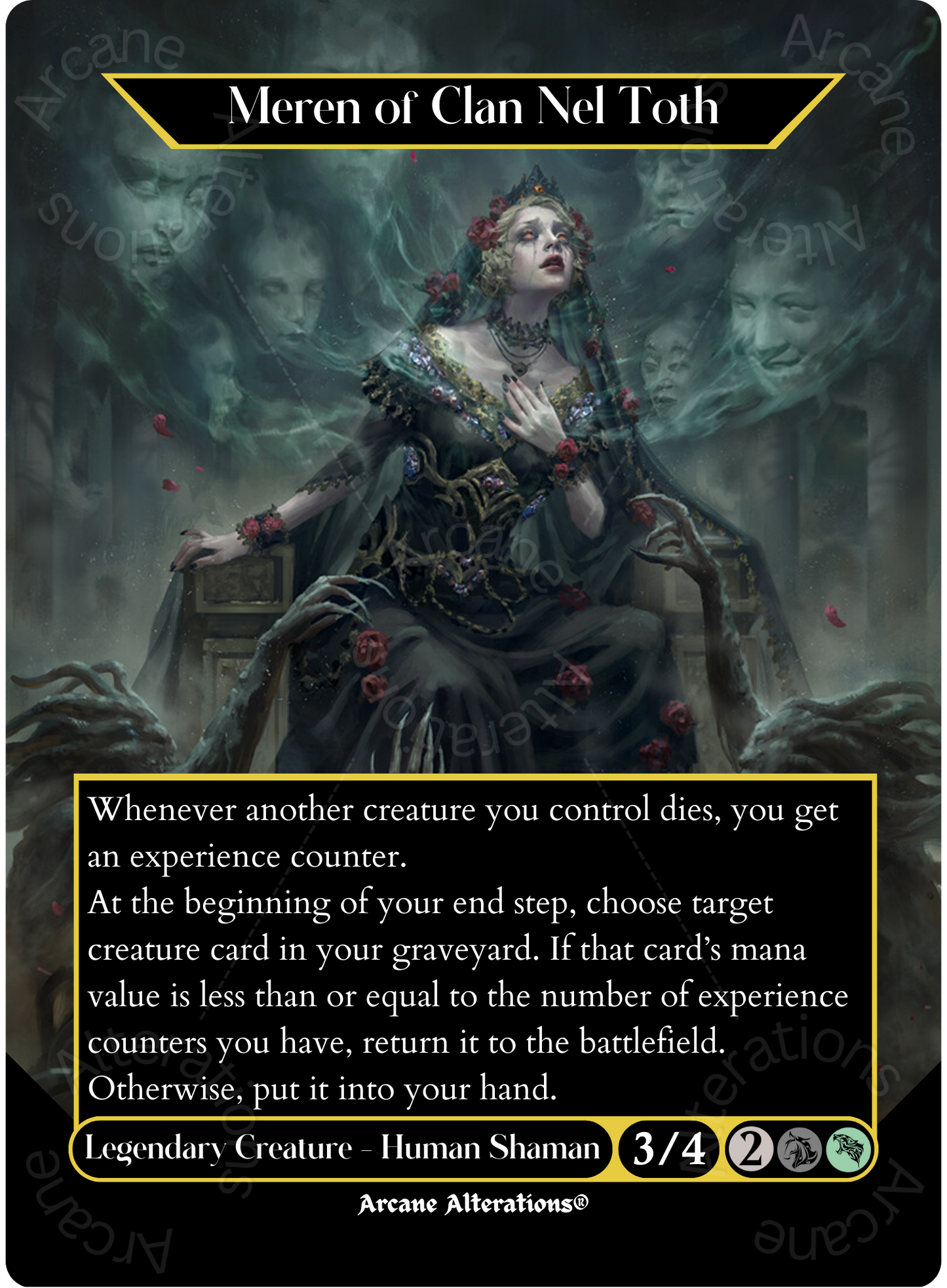 mtg custom full art cards Meren of Clan Nel Toth - Full Art Altered Art Custom Proxy Cards