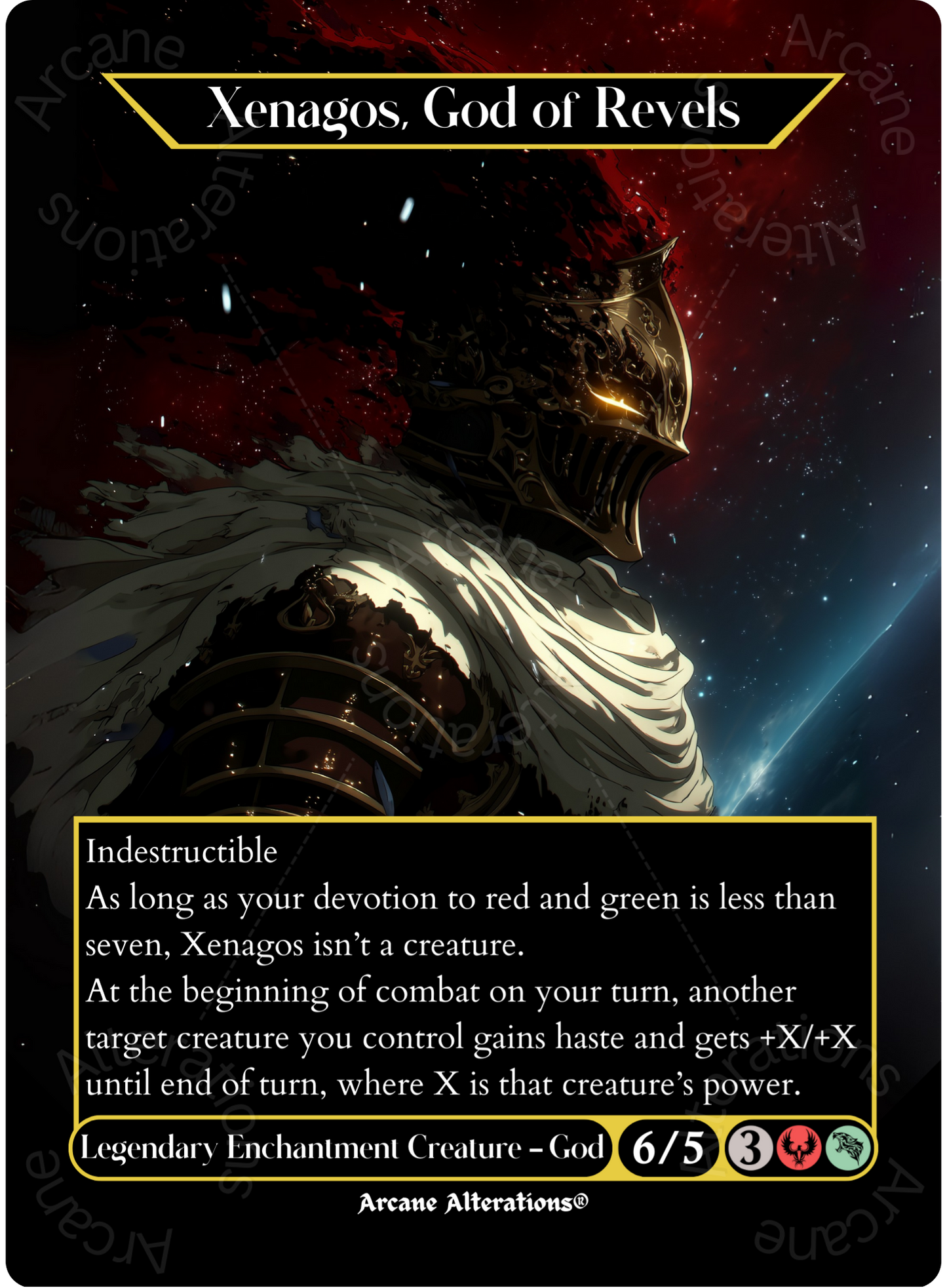 Xenagos, God of Revels - Full Art Altered Art Custom Proxy Cards