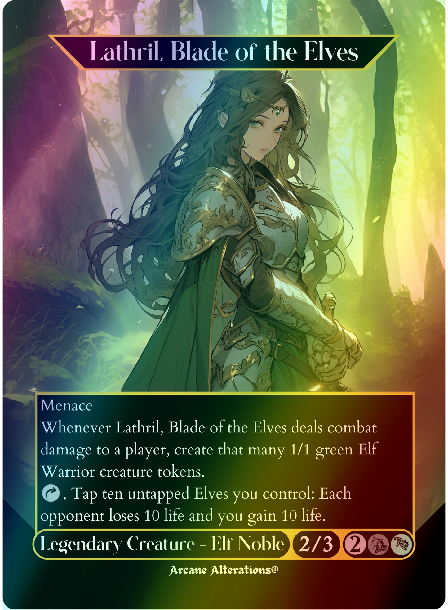 Lathril, Blade of the Elves - Full Art Altered Art Custom Proxy Cards