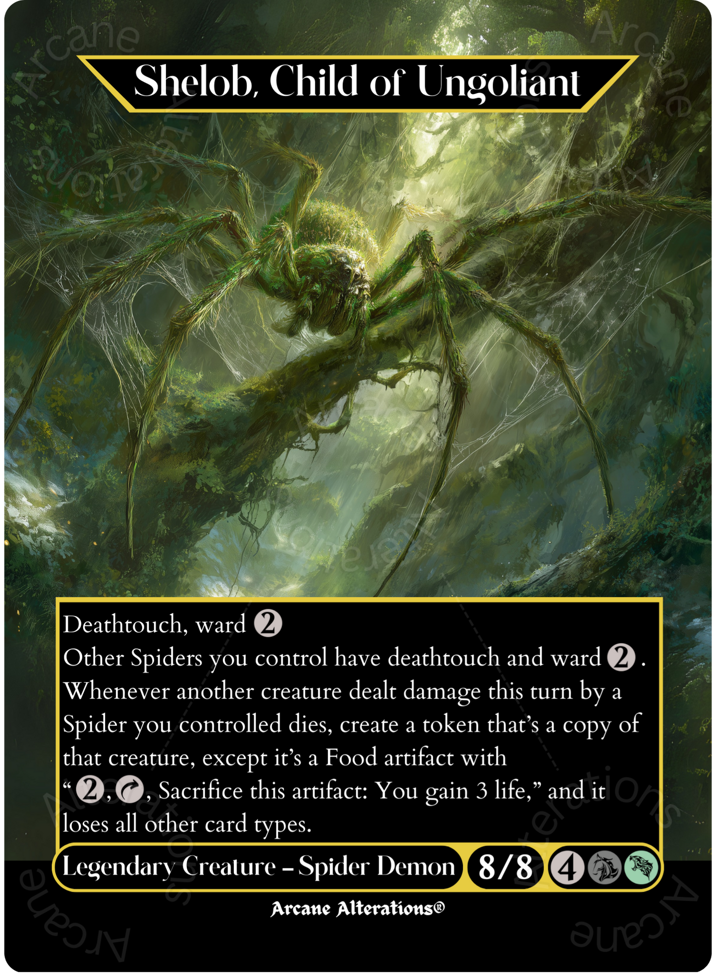 Shelob, Child of Ungoliant - Full Art Altered Art Custom Proxy Cards
