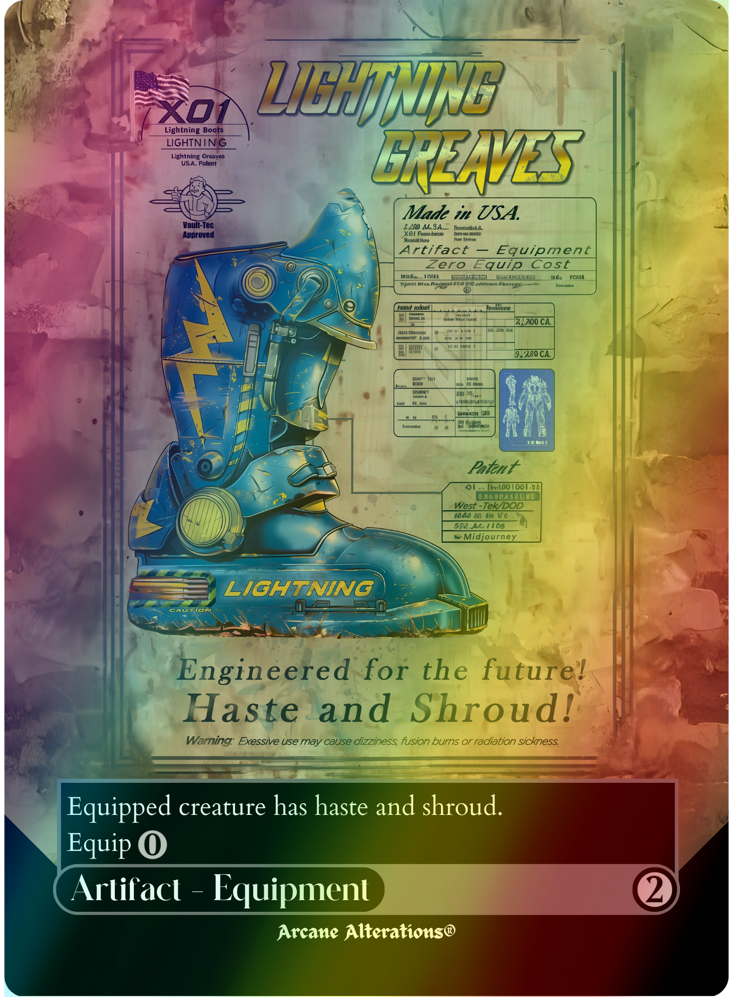 Lightning Greaves Fallout Themed - Full Art Altered Art Custom Proxy Cards