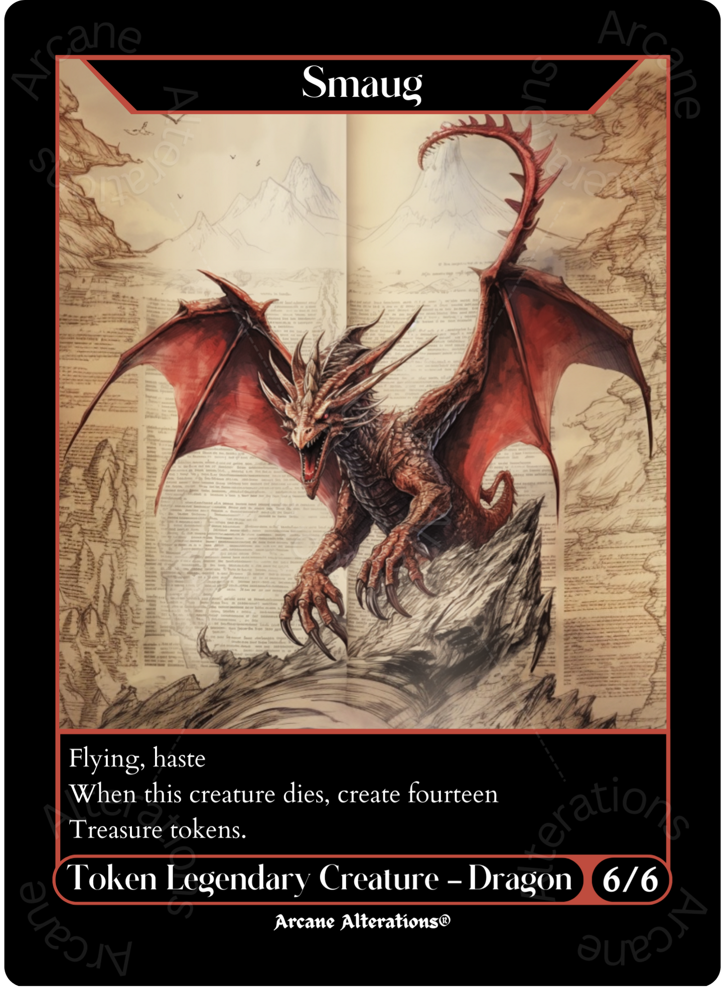 Smaug Token - High Quality Altered Art Custom Proxy Cards