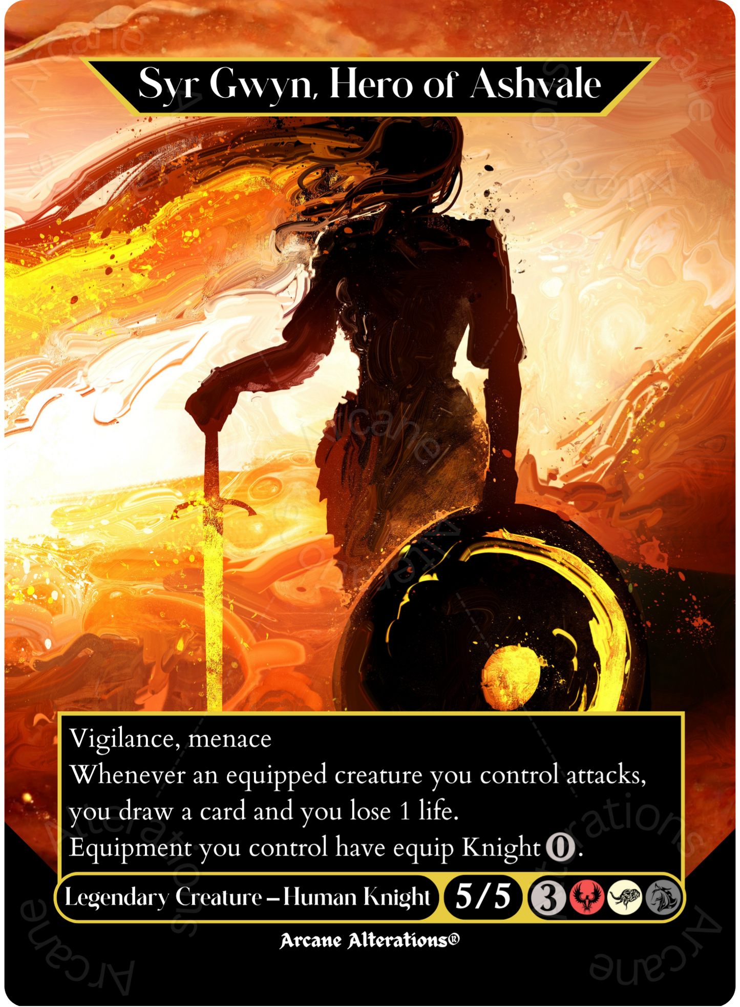 Syr Gwyn, Hero of Ashvale - Full Art Altered Art Custom Proxy Cards