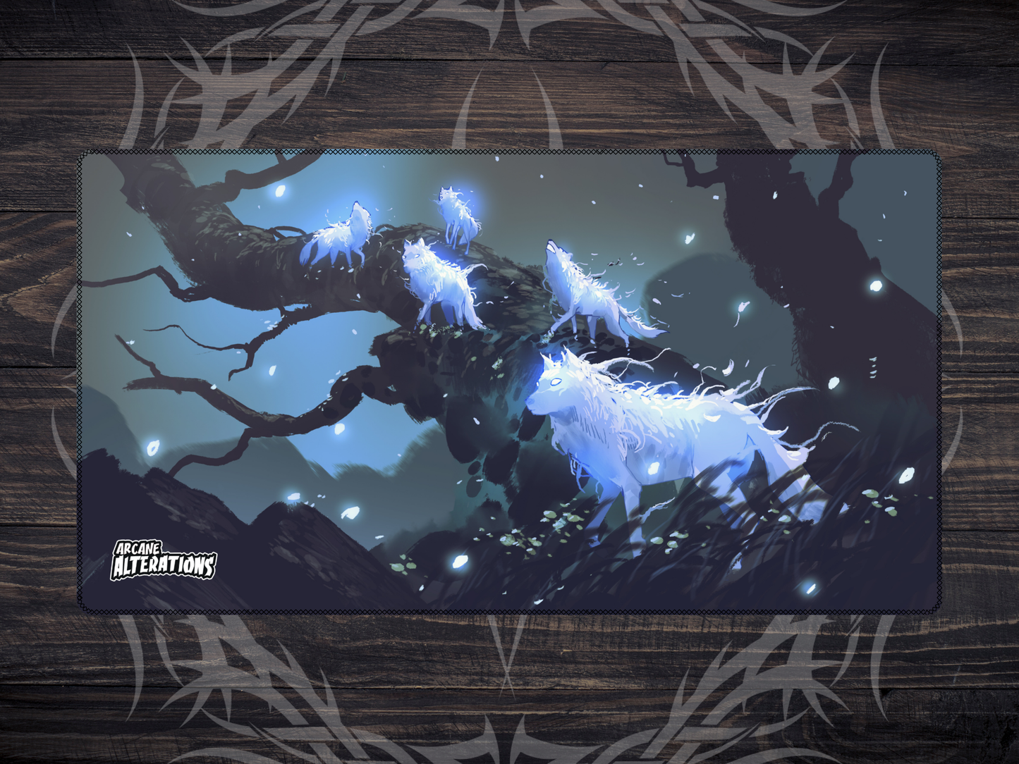 Ethereal Wolf Pack Stitched Edge Playmat 24"x14" (2mm)