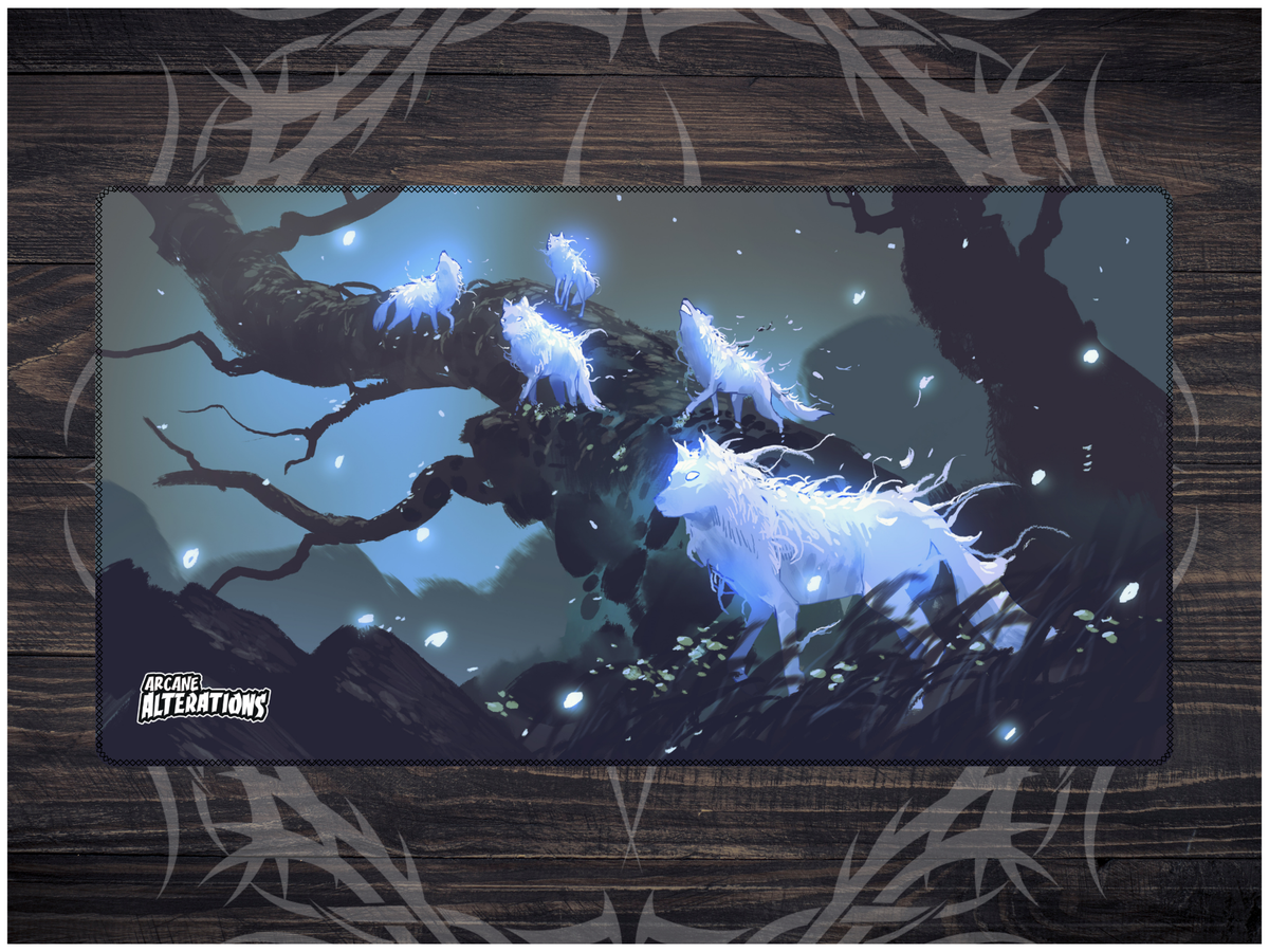 Ethereal Wolf Pack Stitched Edge Playmat 24"x14" (2mm)