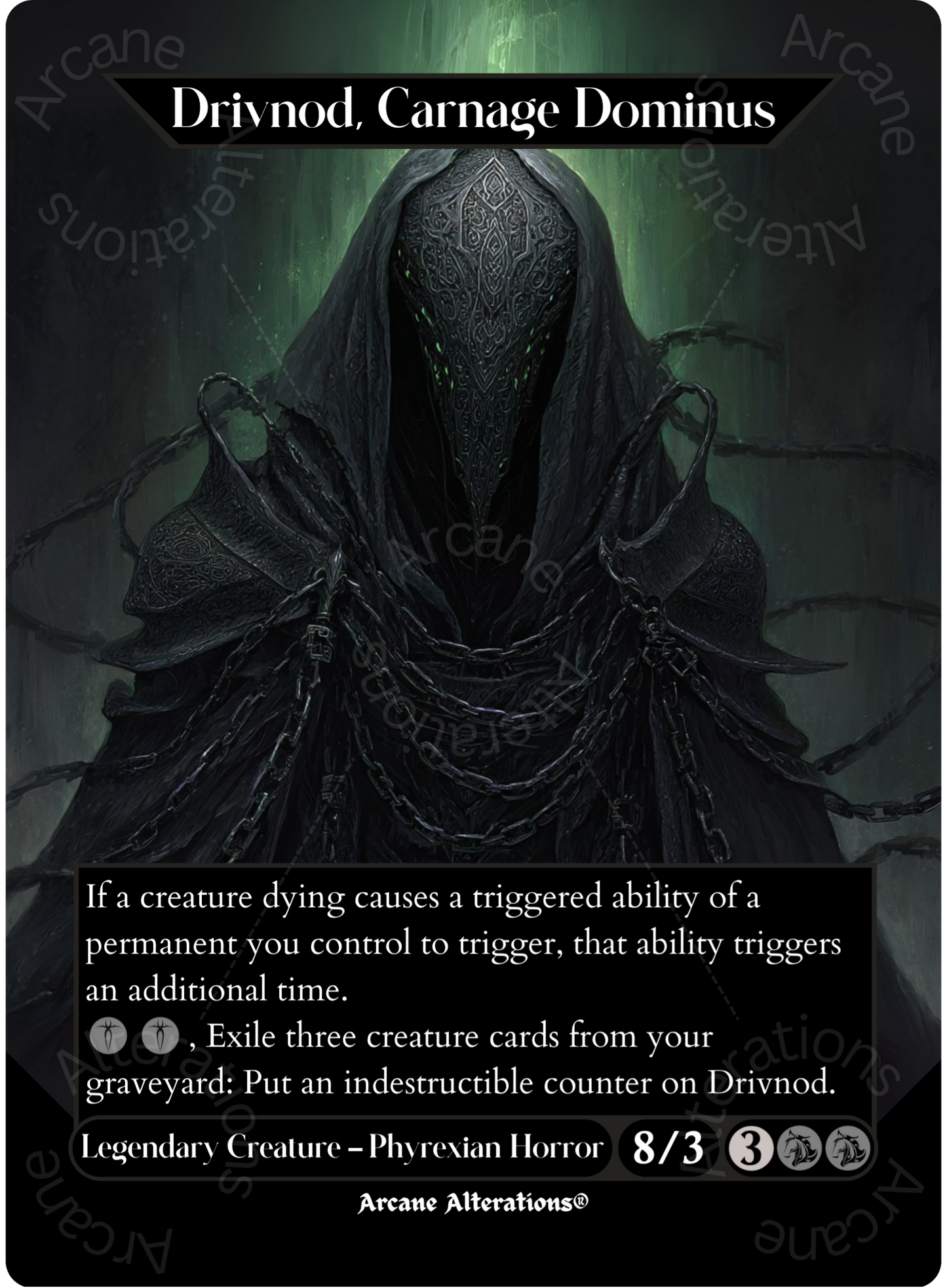 Drivnod, Carnage Dominus - Full Art Altered Art Custom Proxy Cards