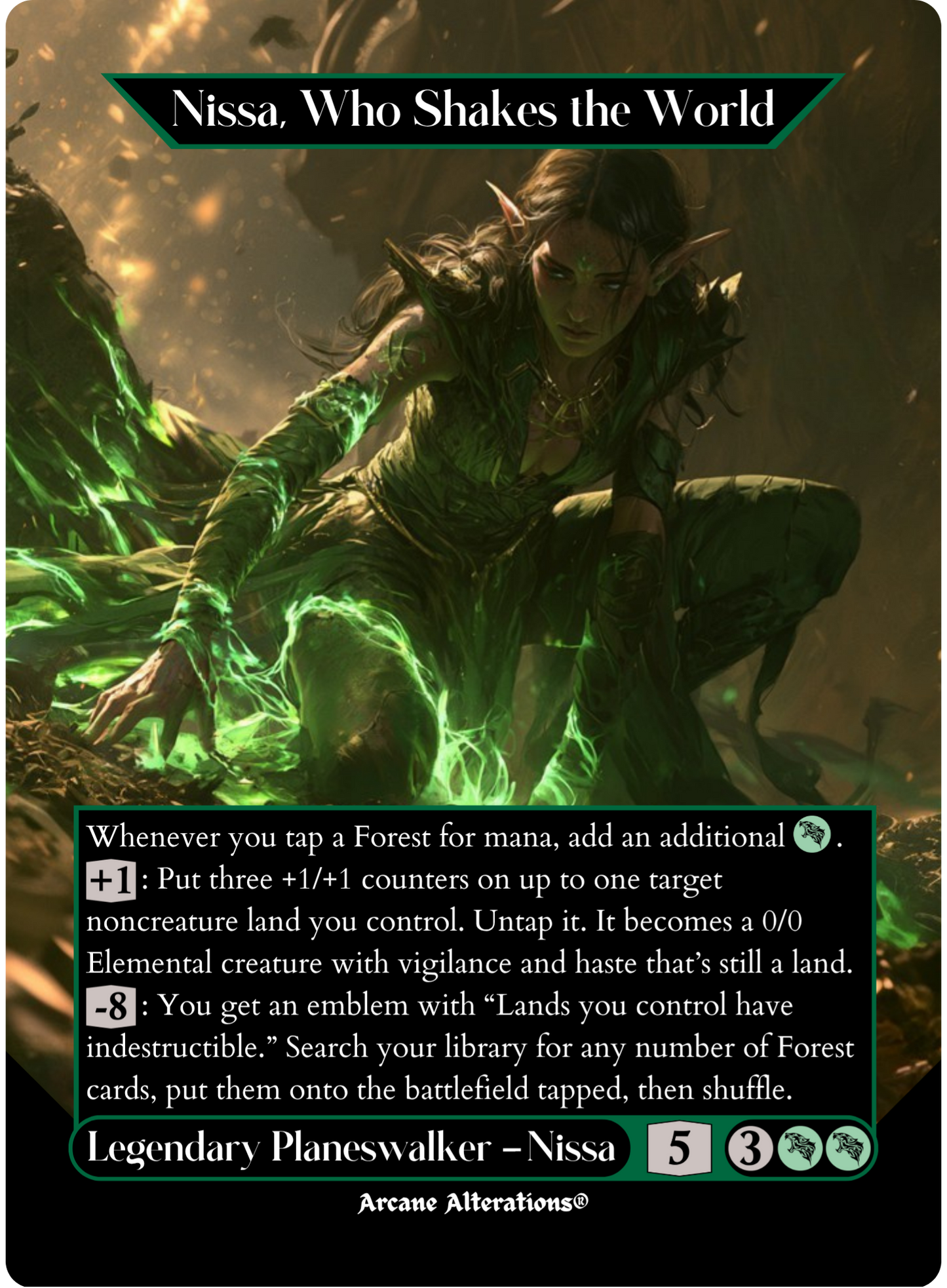 Nissa, Who Shakes the World - Full Art Altered Art Custom Proxy Cards