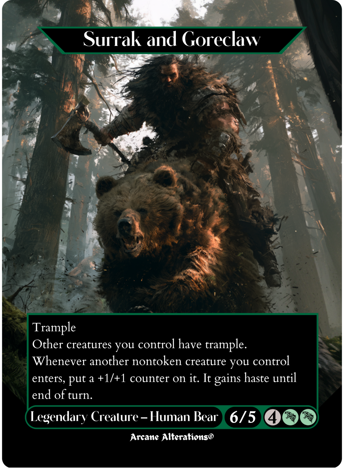 Surrak and Goreclaw - Full Art Altered Art Custom Proxy Cards