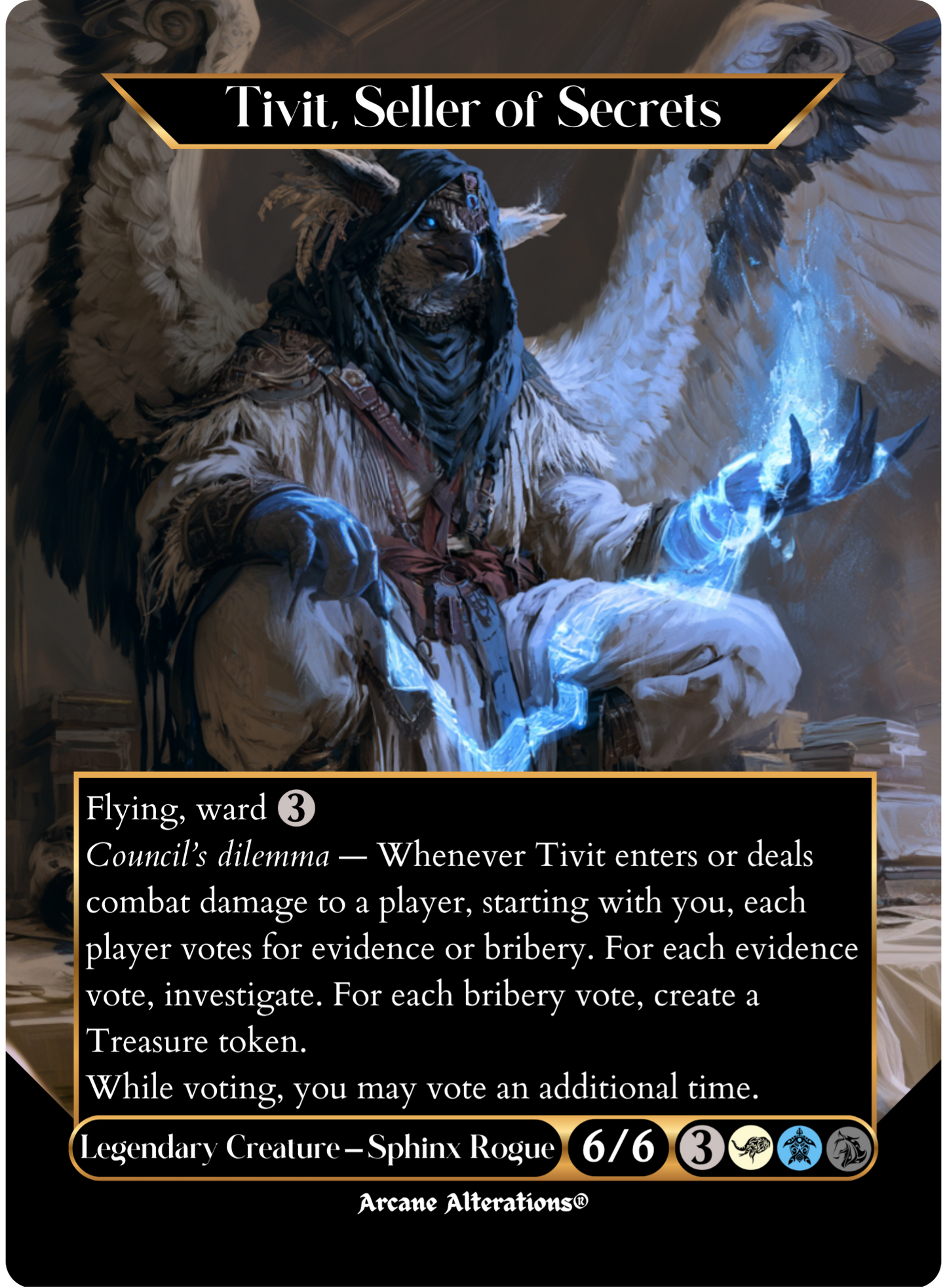 Tivit, Seller of Secrets - Full Art Altered Art Custom Proxy Cards