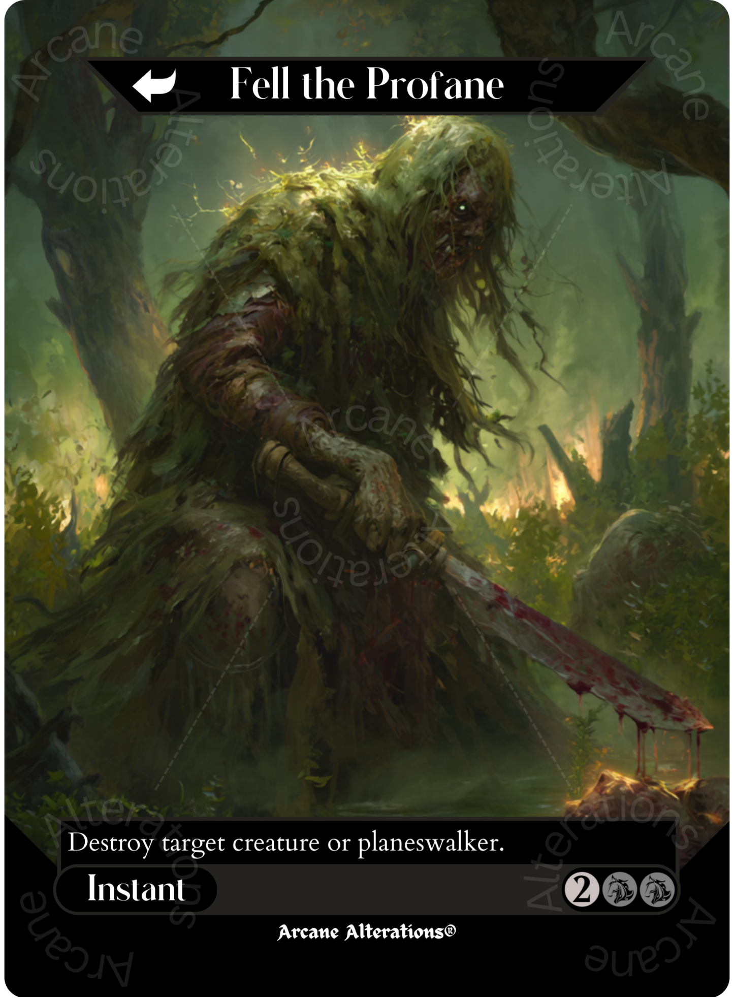 Fell the Profane / Fell Mire - Full Art Altered Art Custom Proxy Cards
