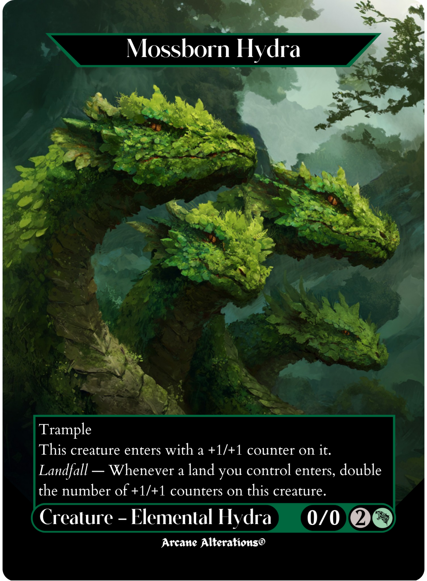 Mossborn Hydra - Full Art Altered Art Custom Proxy Cards