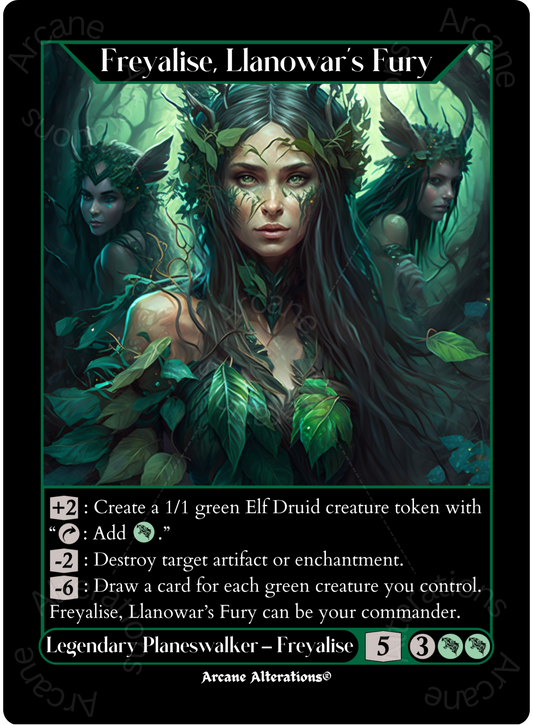 Freyalise, Llanowar's Fury - High Quality Altered Art Custom Proxy Cards