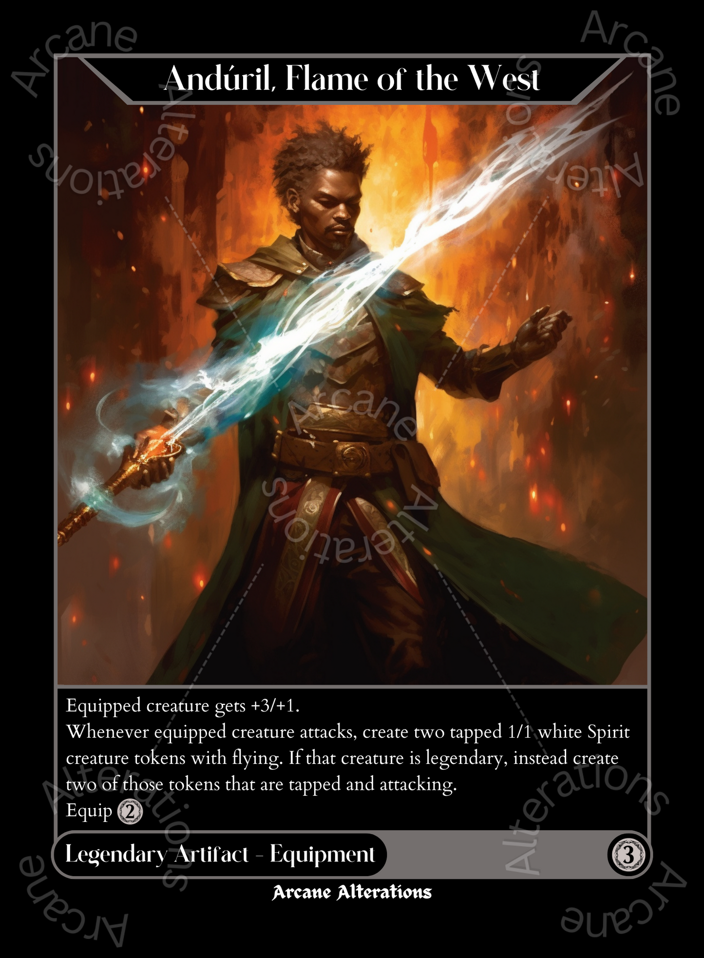 Anduril, Flame of the West - High Quality Altered Art Custom Proxy Cards