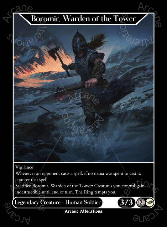 Boromir, Warden of the Tower Stormcloak Soldier The Elder Scrolls Crossover - High Quality Altered Art Custom Proxy Cards