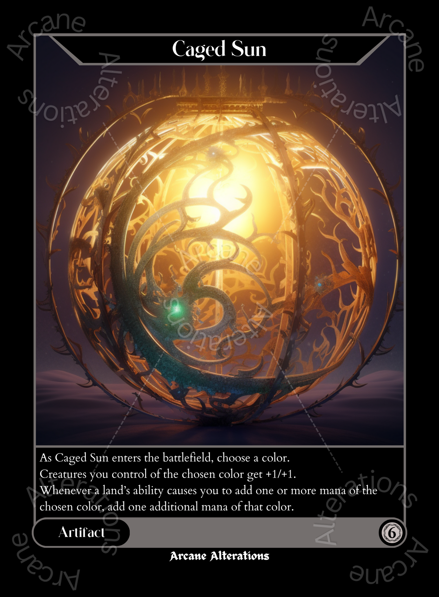 Caged Sun - High Quality Altered Art Custom Proxy Cards