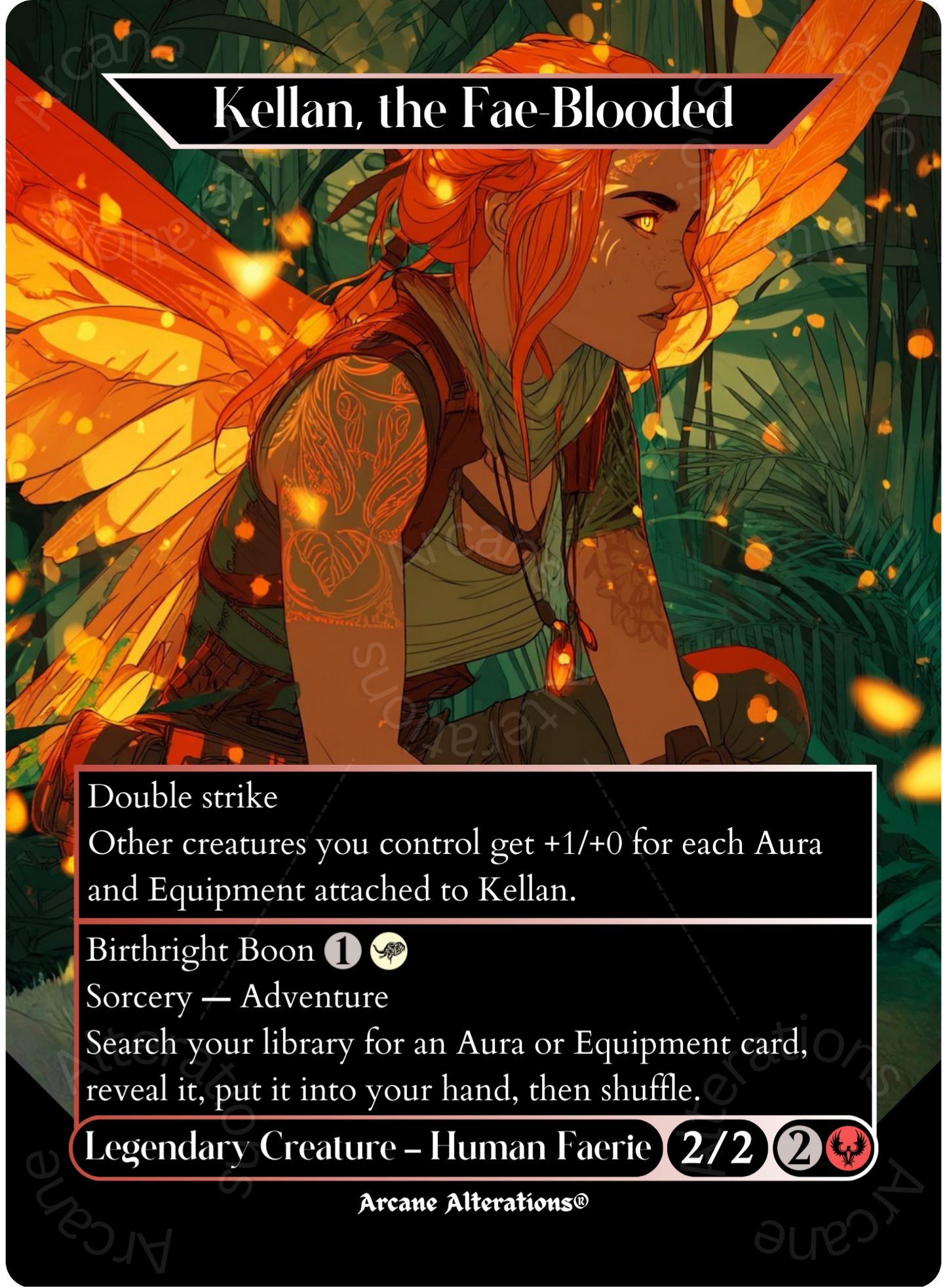 Kellan, the Fae-Blooded / Birthright Boon - Full Art Altered Art Custom Proxy Cards
