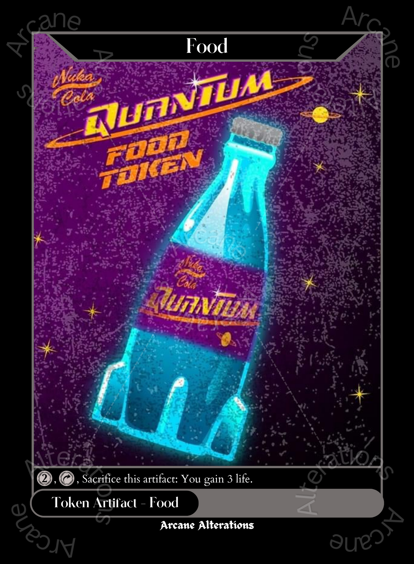 Food Token Nuka Cola Quantum Fallout Crossover  - High Quality Altered Art Custom Proxy Cards