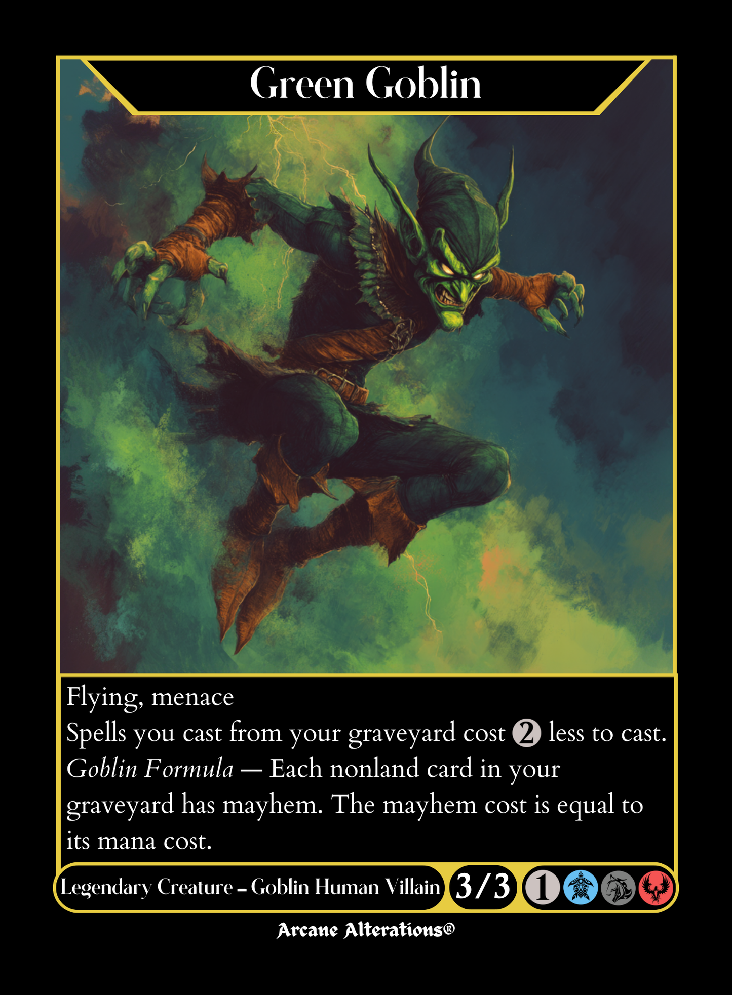 Norman Osborn / Green Goblin - Full Art Altered Art Custom Proxy Cards