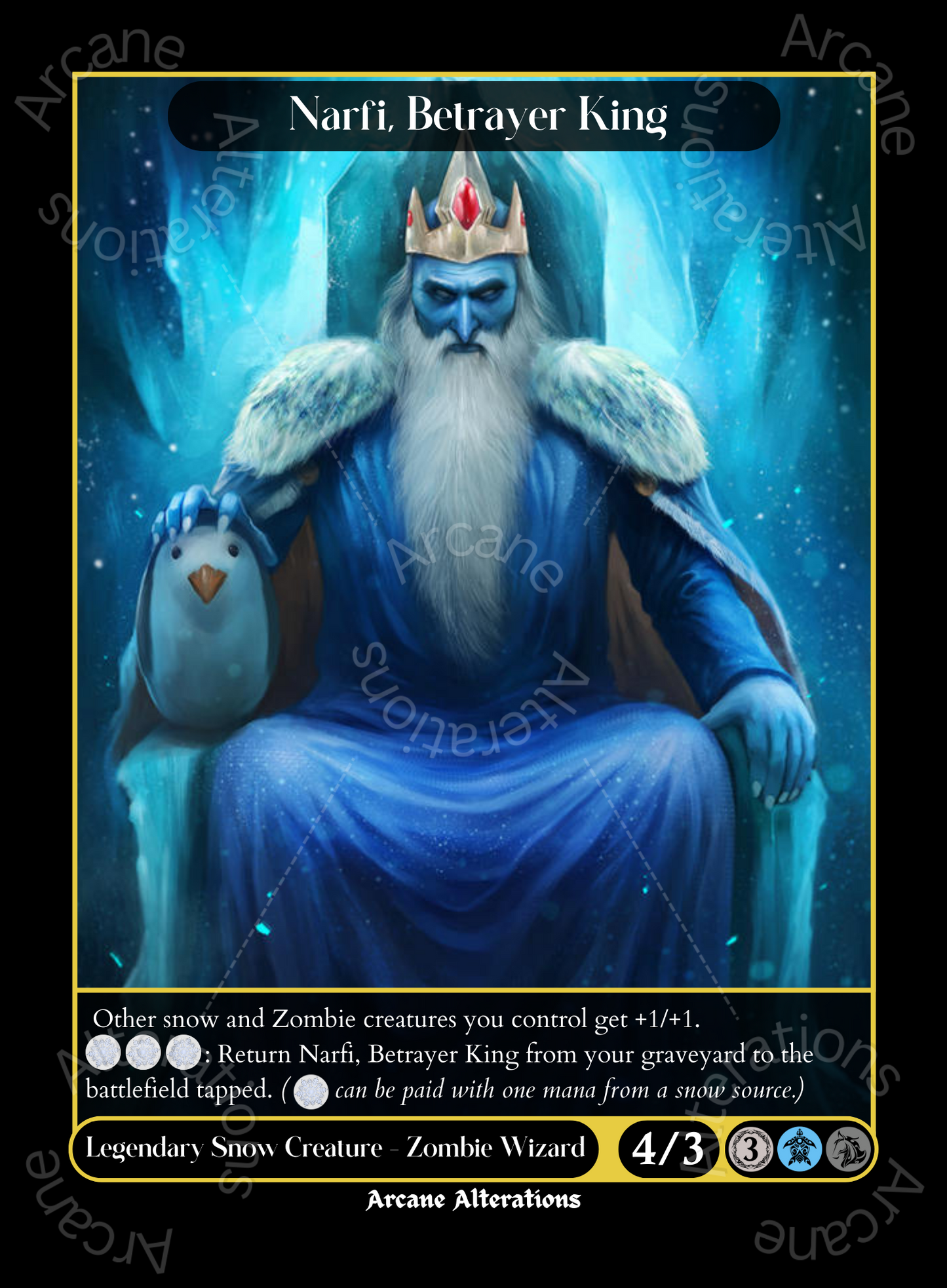 Narfi, Betrayer King Ice King Adventure Time Crossover Single - High Quality Altered Art Custom Proxy Cards