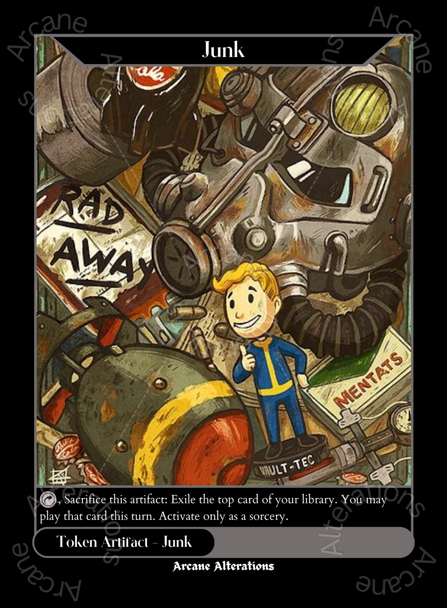 Junk Token Fallout Crossover  - High Quality Altered Art Custom Proxy Cards