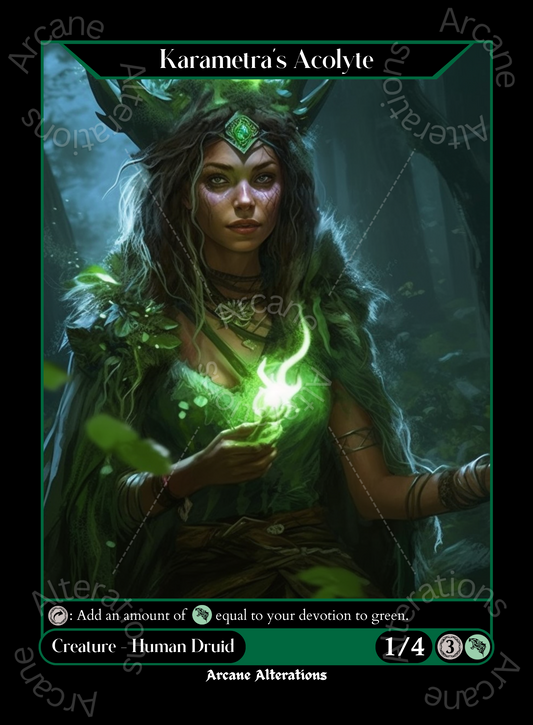 Karametra's Acolyte - High Quality Altered Art Custom Proxy Cards