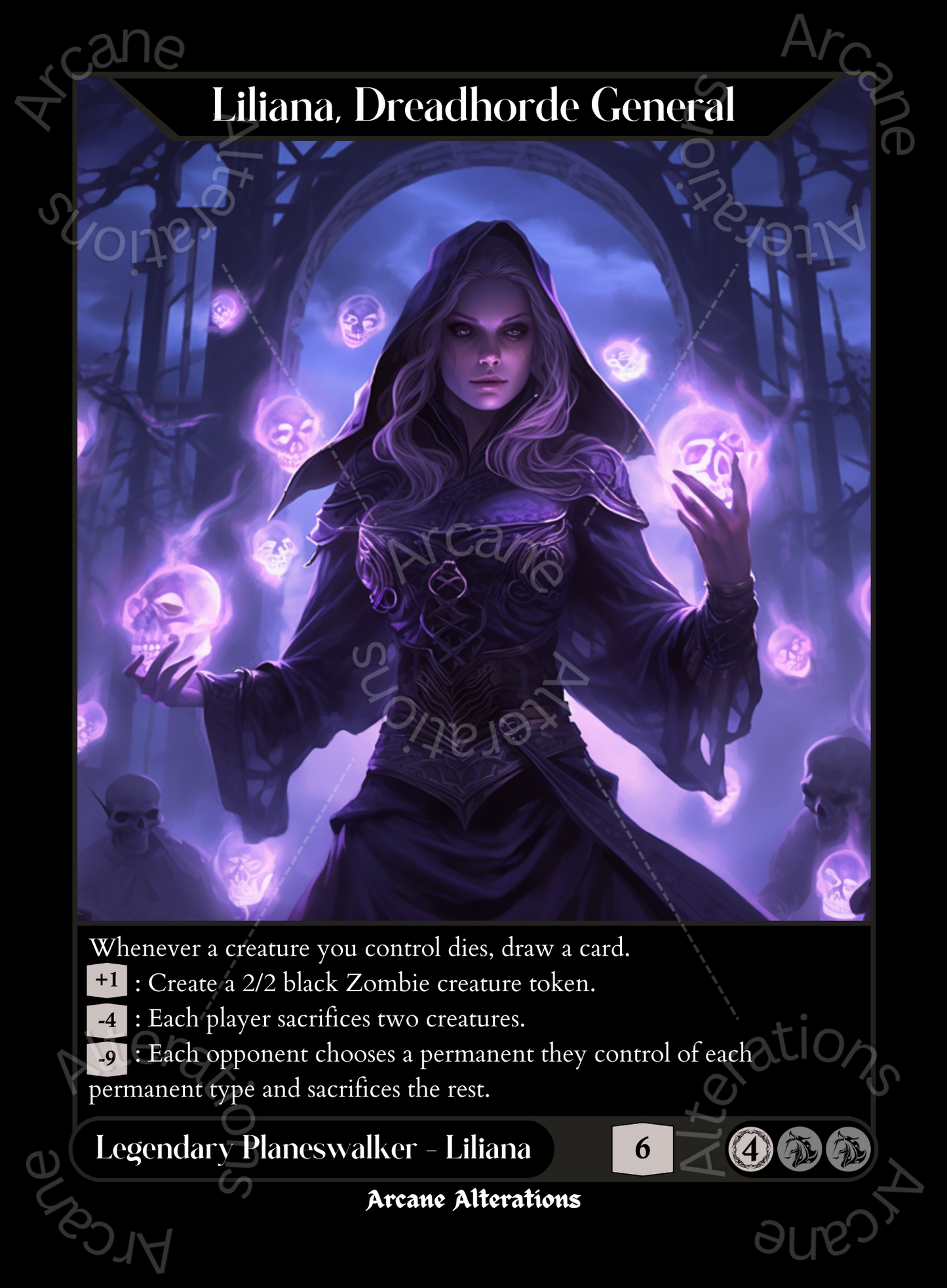 Liliana, Dreadhorde General - High Quality Altered Art Custom Proxy Cards