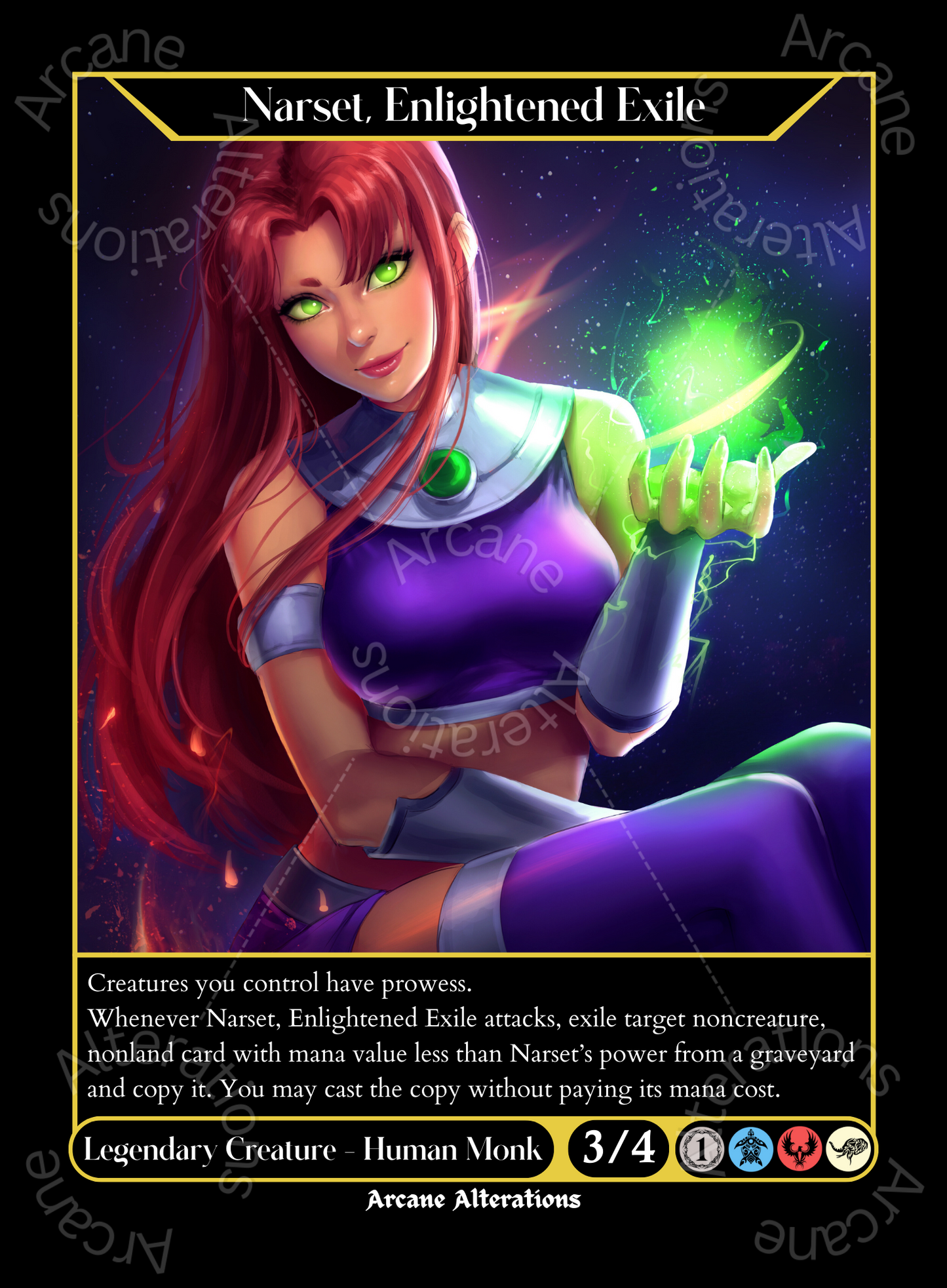 Narset, Enlightened Exile Starfire Teen Titans Crossover - High Quality Altered Art Custom Proxy Cards