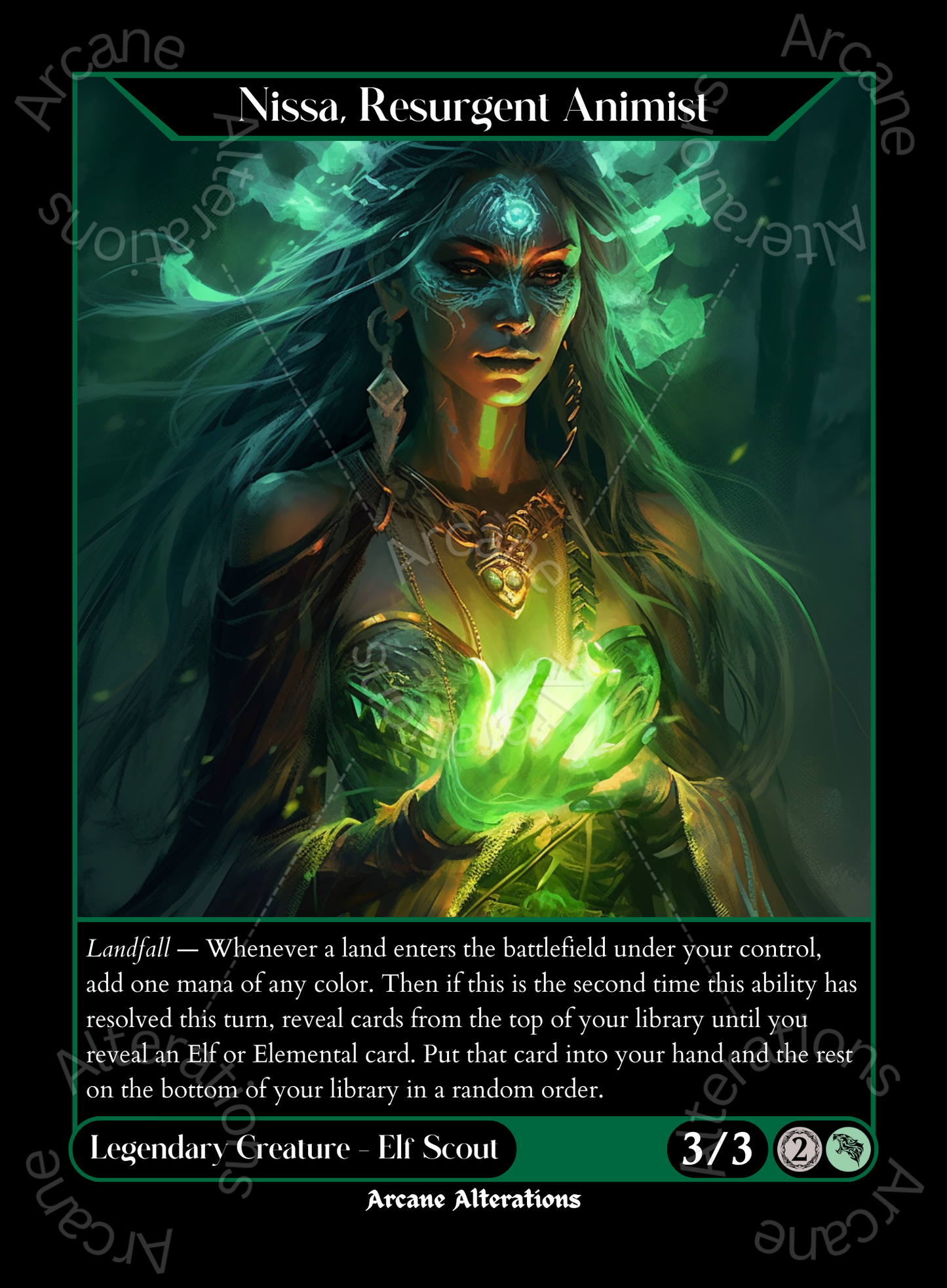 Nissa, Resurgent Animist - High Quality Altered Art Custom Proxy Cards