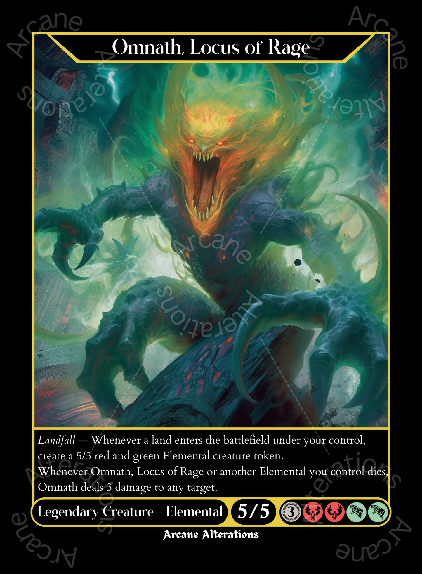 Omnath, Locus of Rage - High Quality Altered Art Custom Proxy Cards