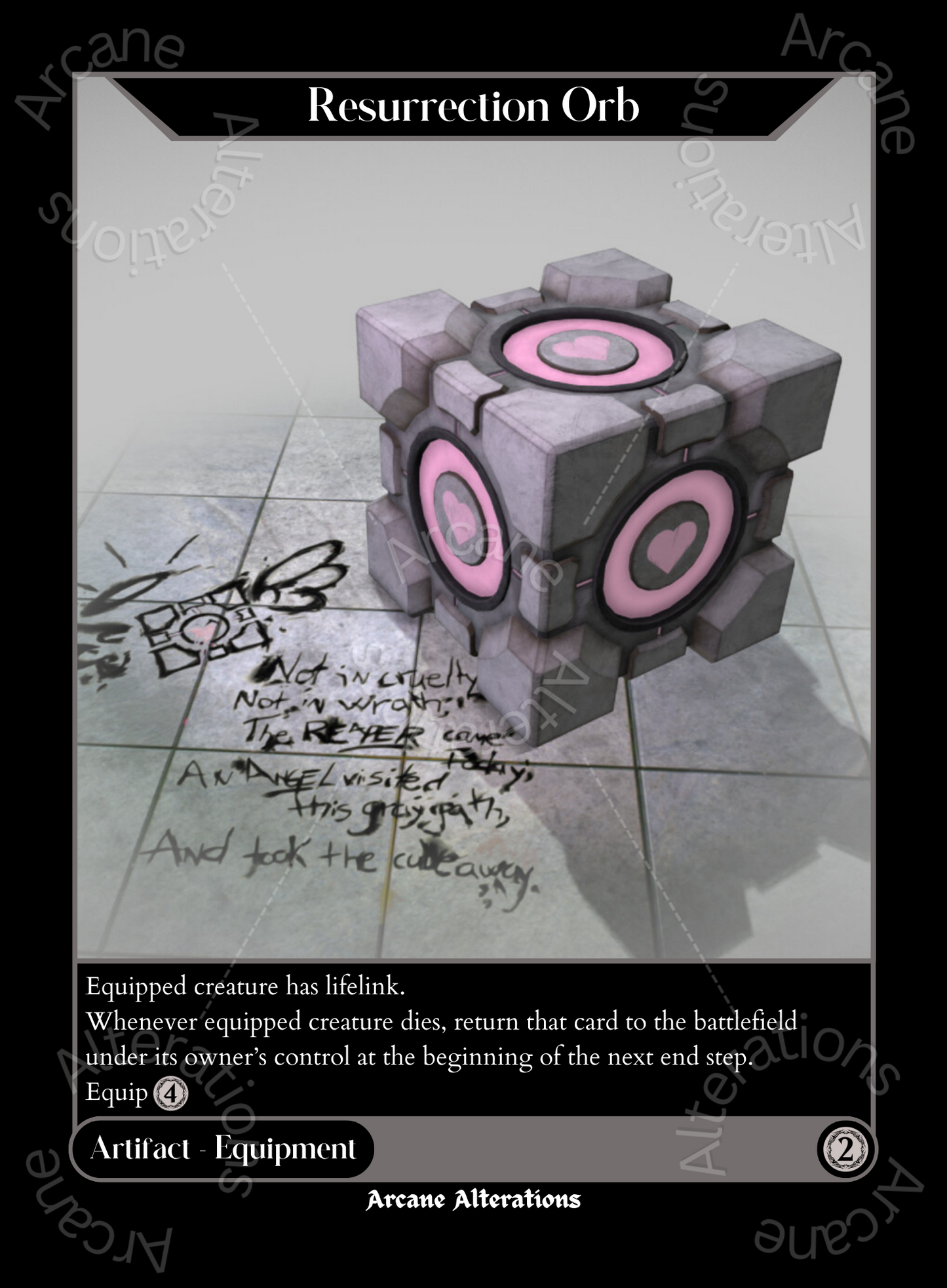 Resurrection Orb Companion Cube Portal Crossover Single - High Quality Altered Art Custom Proxy Cards