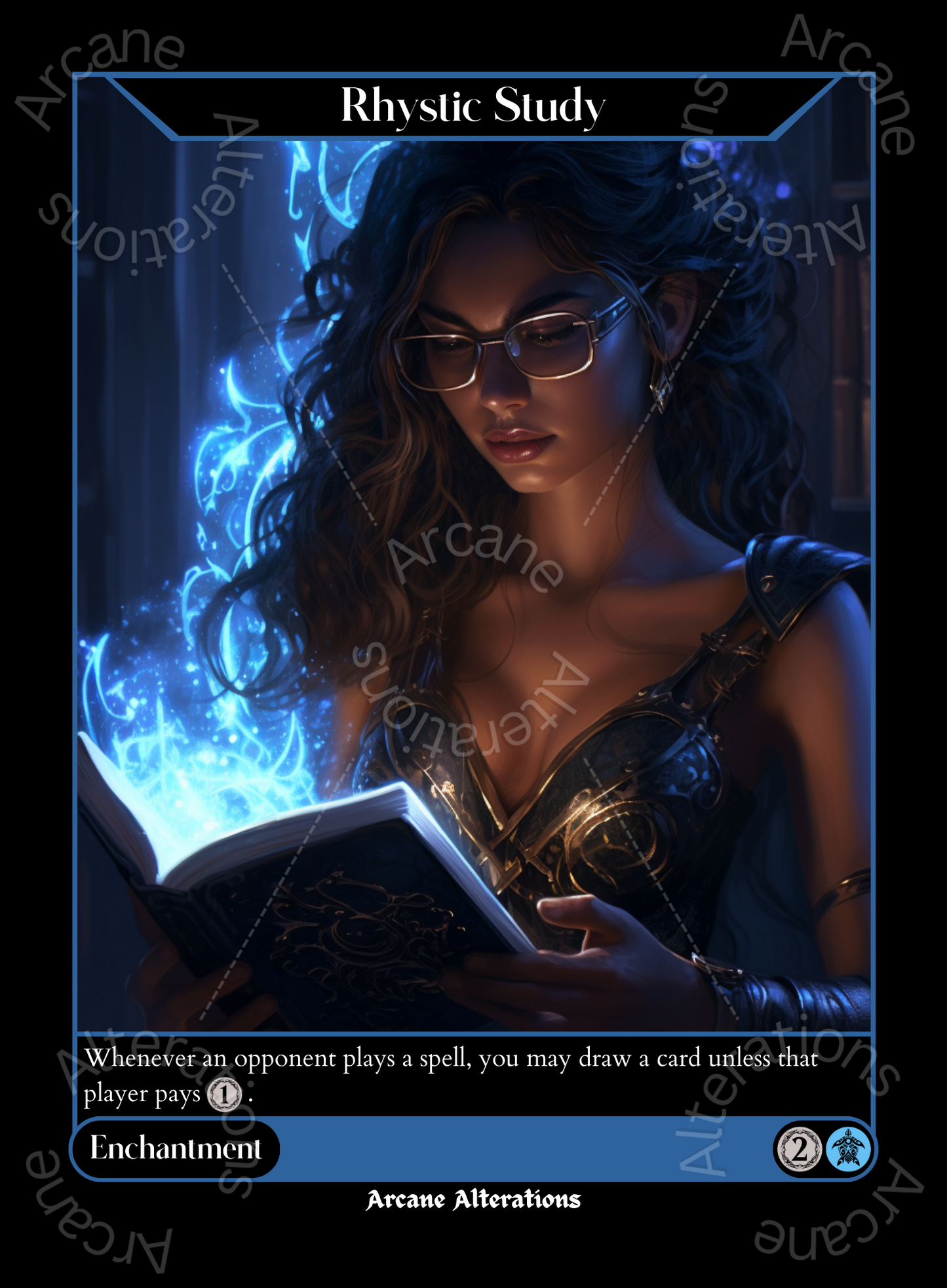 Rhystic Study - High Quality Altered Art Custom Proxy Cards