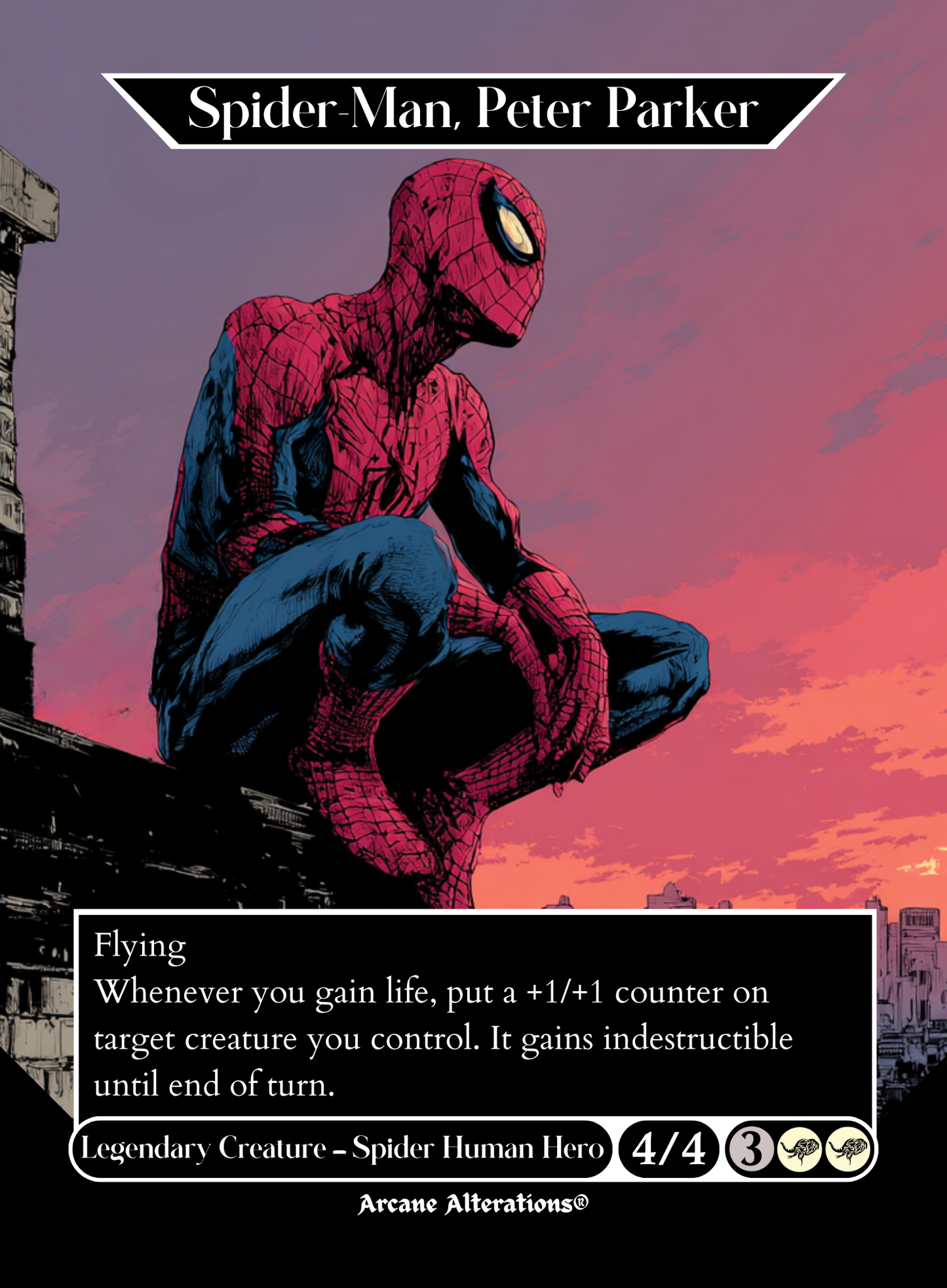 Spider-Man, Peter Parker - Full Art Altered Art Custom Proxy Cards