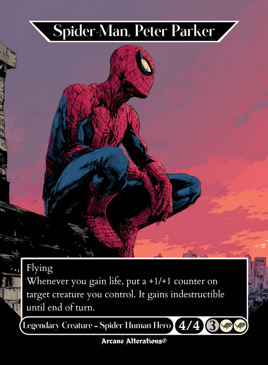Spider-Man, Peter Parker - Full Art Altered Art Custom Proxy Cards