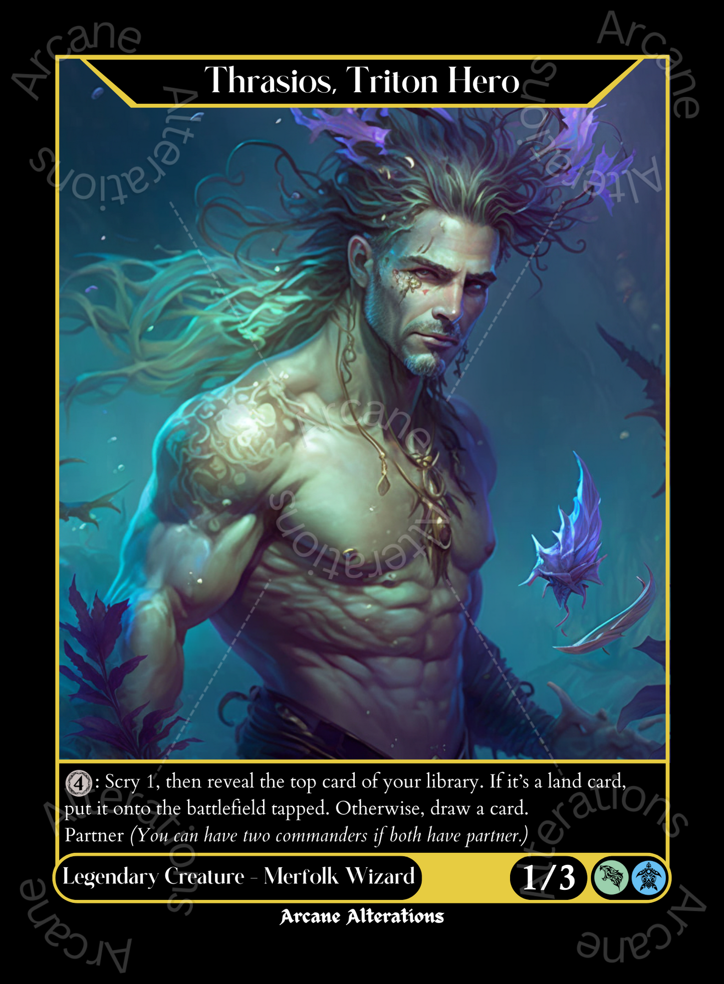 Thrasios, Triton Hero - High Quality Altered Art Custom Proxy Cards