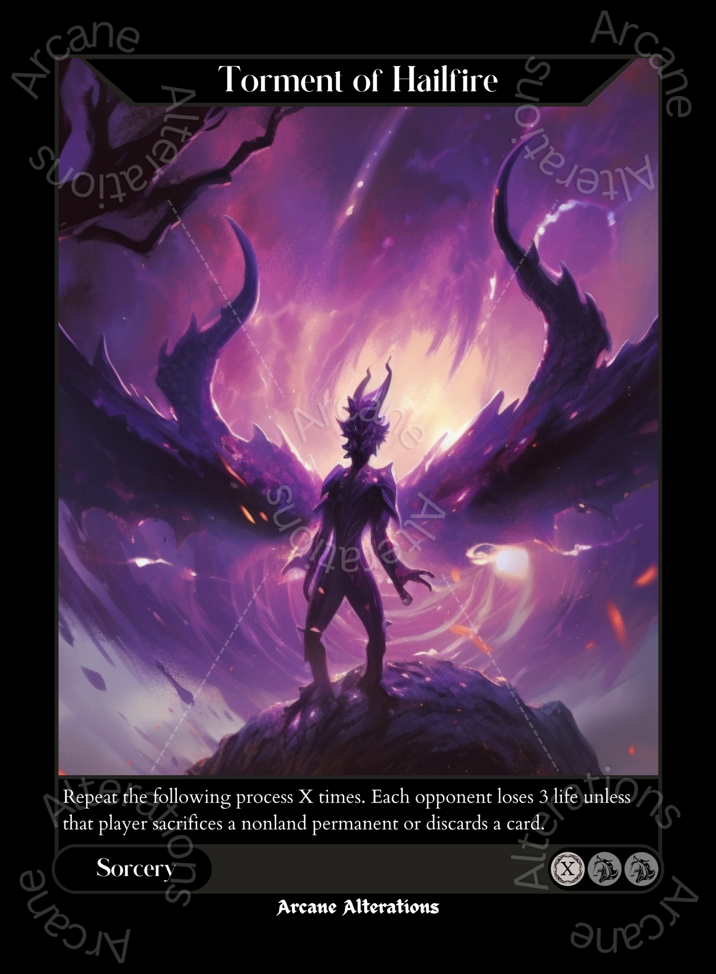 Torment of Hailfire - High Quality Altered Art Custom Proxy Cards