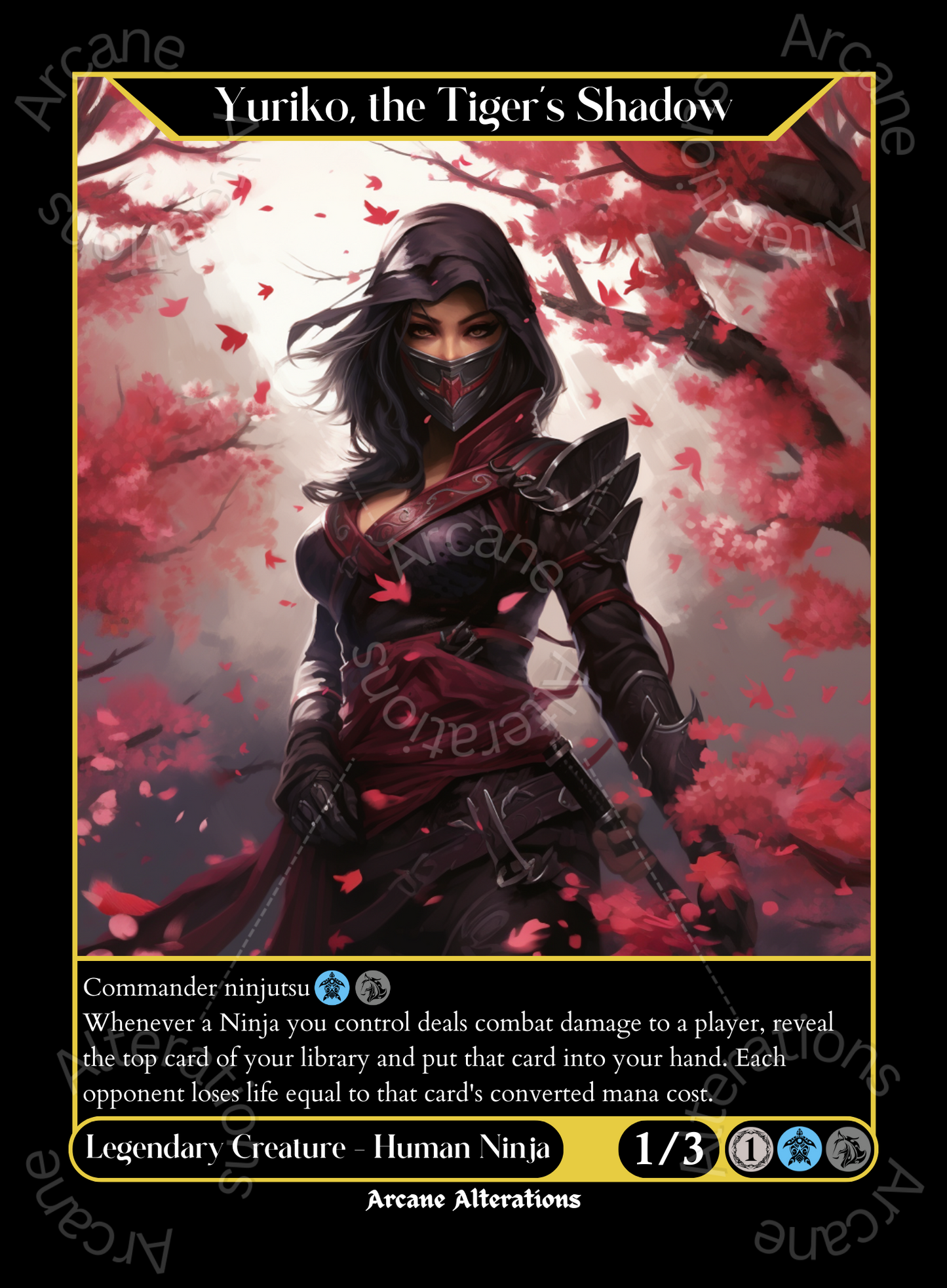 Yuriko, the Tiger's Shadow - High Quality Altered Art Custom Proxy Cards