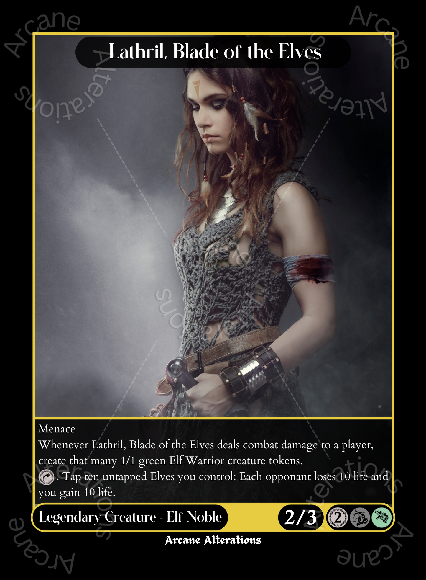 Lathril, Blade of the Elves - High Quality Altered Art Custom Proxy Cards