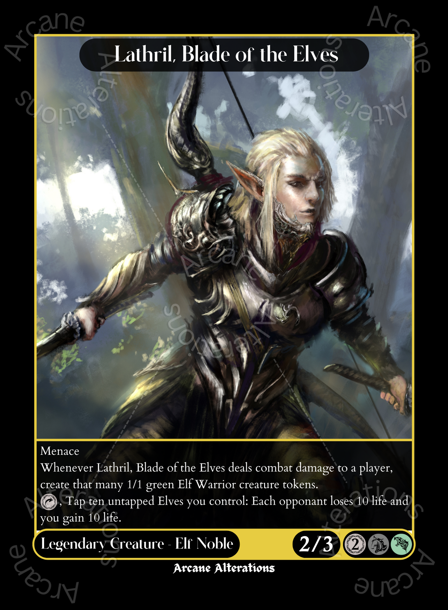 Lathril, Blade of the Elves - High Quality Altered Art Custom Proxy Cards