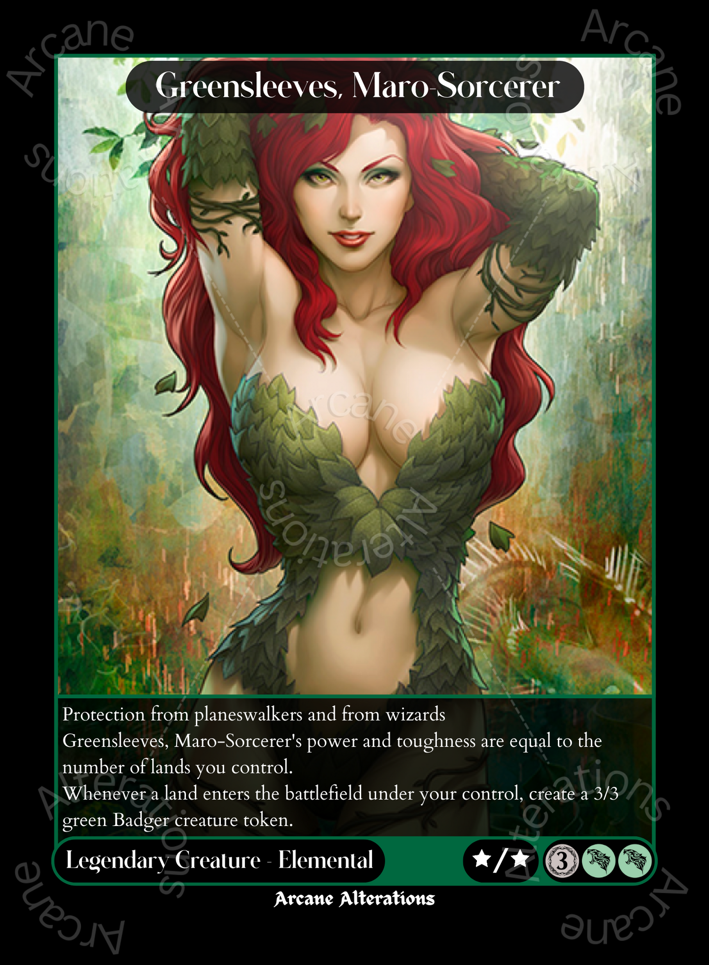 Greensleeves, Maro-Sorcerer Poison Ivy DC Crossover Single - High Quality Altered Art Custom Proxy Cards