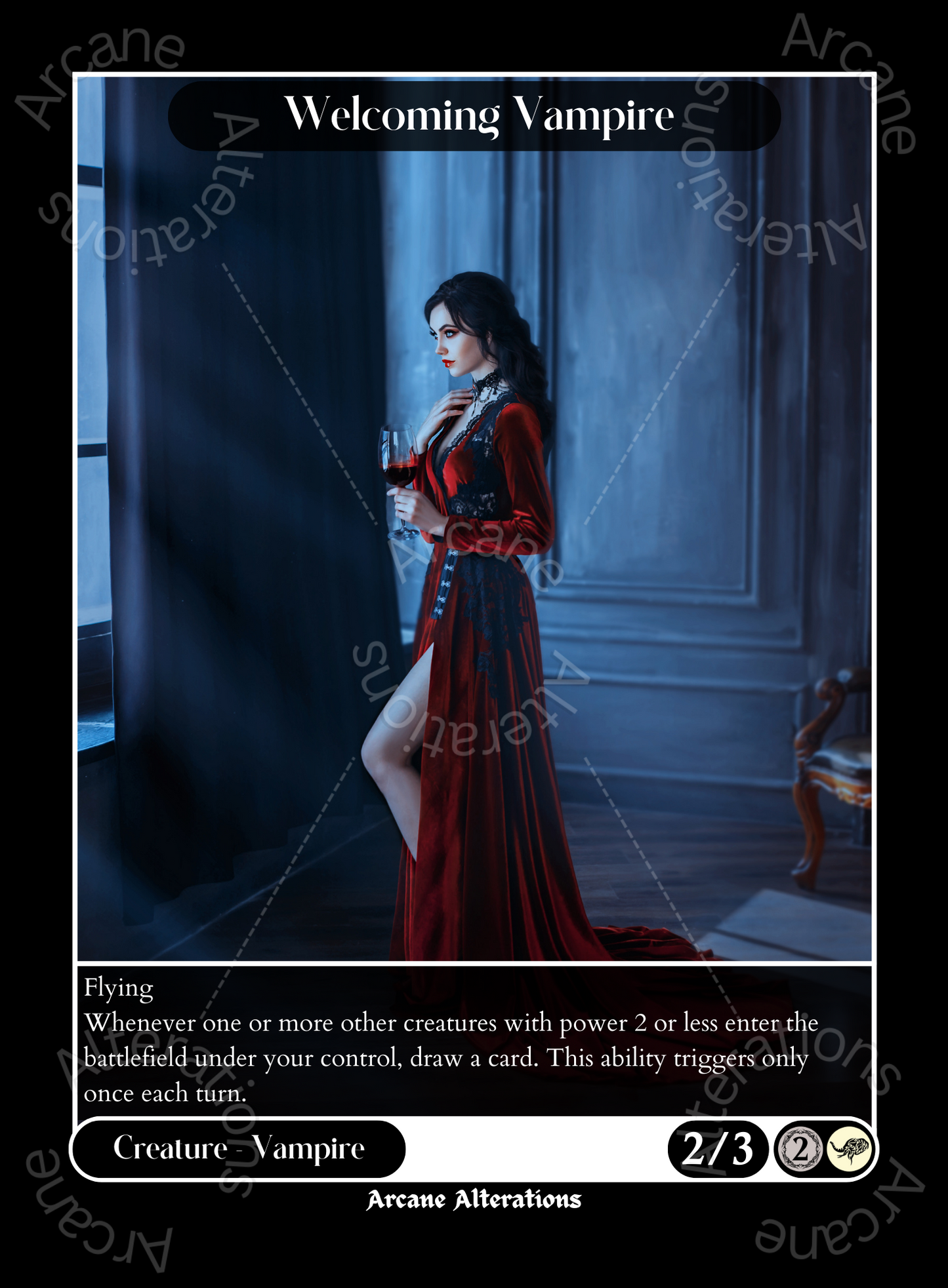Welcoming Vampire - High Quality Altered Art Custom Proxy Cards Arcane Alterations Welcoming Vampire - High Quality Altered Art Custom Proxy Cards Arcane Alterations