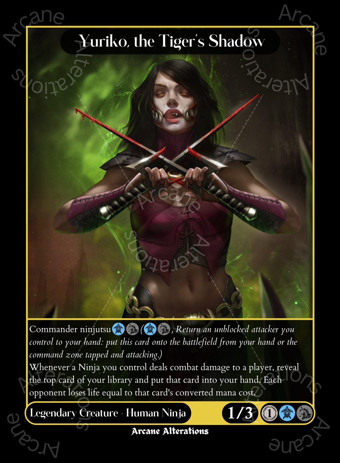 Yuriko, the Tiger's Shadow Mileena Mortal Kombat Crossover Single - High Quality Altered Art Custom Proxy Cards